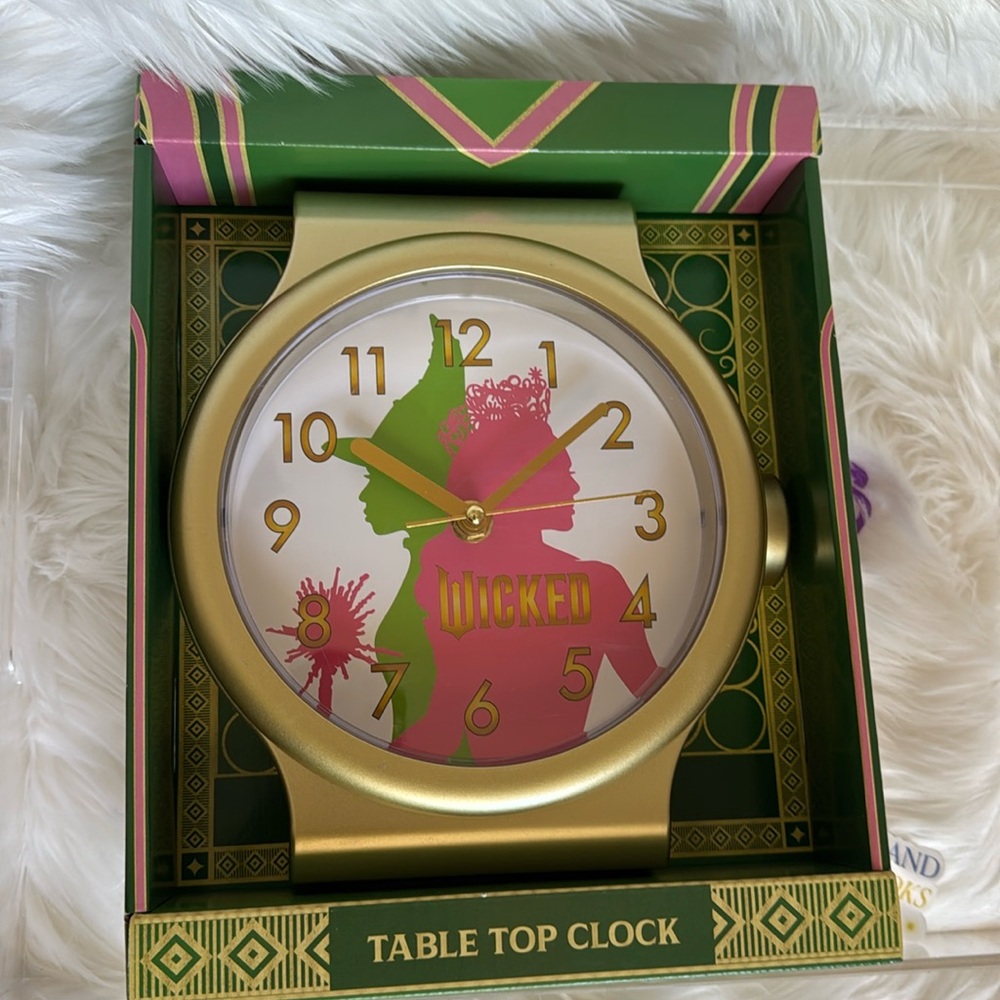 Wicked Glinda and Elphaba Gold Table Top Clock